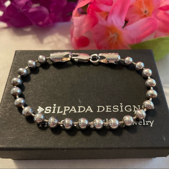 Silpada Sterling Silver 5mm Bead Ball Bracelet RARE B0966 - Picture 3 of 10